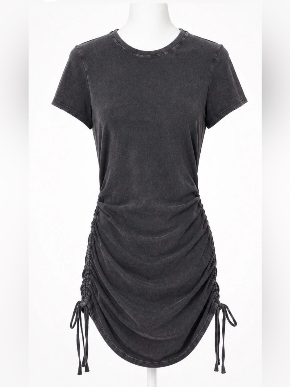 VS PINK Ruched Mini Dress XS Gray Bodycon Drawstring Casual Lounge